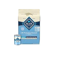 Blue Buffalo Life Protection Formula Natural Puppy Dry Dog Food and Wet Puppy Food, Chicken (30-lb Dry Food + 12.5oz cans 12ct)