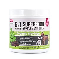 6 in 1 Superfood Dog Supplement with Organic Moringa | Treats for Immune System and Overall Health | Pets All Natural Multivitamins - 90 Chews
