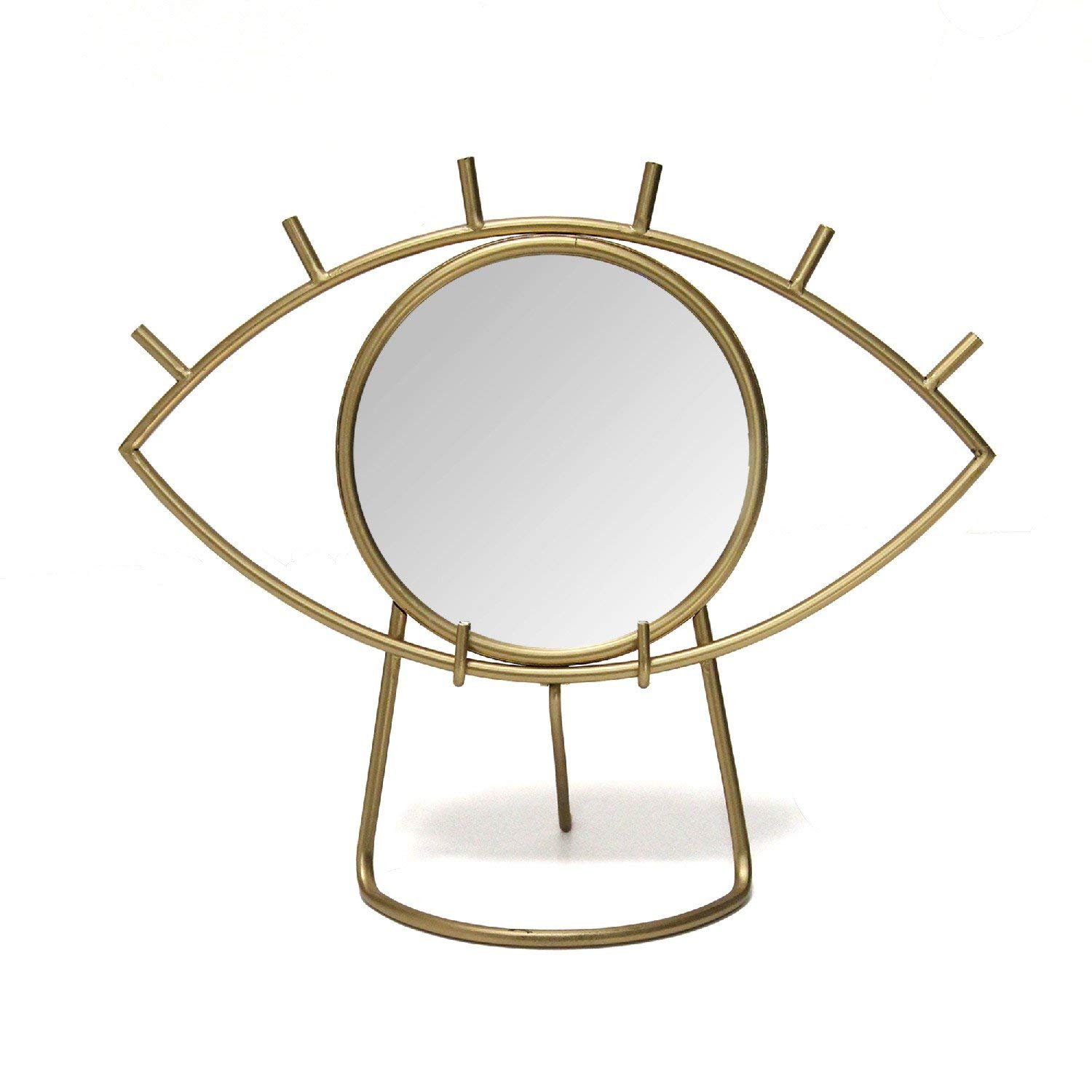 Stratton Home Décor Stratton Home Decor Gold Eye Tabletop Mirror, 14.00" W X 6.00" D X 11.50" H