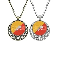 Bhutan Country Flag Name Art Deco Gift Fashion Lovers Necklaces Pendant Retro Moon Stars Jewelry