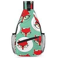 Animal Fox Patterns Sling Backpack for Men Women, Casual Crossbody Shoulder Bag, Lightweight Chest Bag Daypack for Gym Cycling Travel Hiking Outdoor Sports