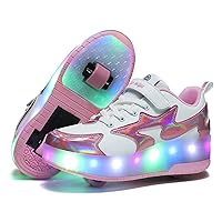 Kids Roller Skates Light up Shoes with Double Wheel Shoes LED USB Charging Roller Sneakers for Girls Boys Birthday Christmas Day Best Gift