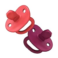 Boon Jewl Silicone Orthodontic Pacifier - Baby Pacifier with Soothing Gem-Shaped Nipple - Comfortable Baby Pacifiers Support Natural Oral Muscular Development - Pink - 2 Count - 3-6 Months