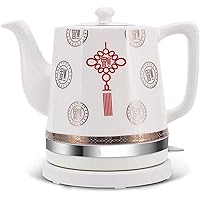 Kettles,2L Ceramic Kettle Teapot-Retro Stainless Steel Jug,Bpa-Free,Automatic Power off Fast Boili1000W Water for Tea,Coffee,Soup,Oatmeal-Removable Base,Boil Dry Protection/Red/a