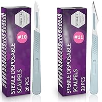 Disposable Scalpel 10, Pack of 20 Disposable Dermaplaning Blades with Plastic Handle and Disposable Scalpel 11, Pack of 20 Disposable Dermaplaning Blades with Plastic Handle