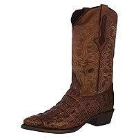 Texas Legacy Mens Brown Western Leather Cowboy Boots Crocodile Back Print J Toe