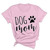 2024 Dog Mom Tshirts Women Shirts Funny Dog Paw Graphic Letter Print Tops Casual Short Sleeve Tees