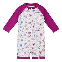 upandfast Baby Girl Swimsuit Rash Guard Shirt Toddler Girls Bathing Suit with Full-Length Zipper UPF 50+ Infant Swimwear