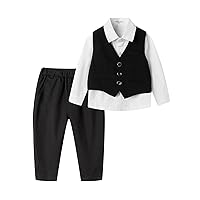 Mud Kingdom Boys Suits for Weddings White Shirts, Vests and Pants Clothes Sets