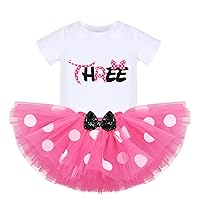 IMEKIS Baby Girls 1st Birthday Outfit Polka Dots ONE Romper Tutu Skirt Mouse Ears Headband Cake Smash Costume for Photo Shoot