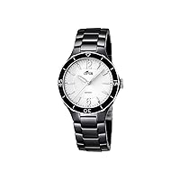 Women's Quartz Watch with White Dial Analogue Display and Black Ceramic Bracelet 15931/3