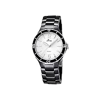 Lotus Women's Quartz Watch with White Dial Analogue Display and Black Ceramic Bracelet 15931/3