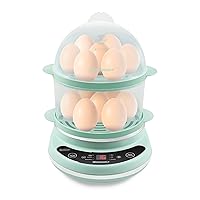 Elite Gourmet EGC314M Easy Egg Cooker Food Steamer, Rice Cooker, Poacher, Omelet & Soft, Medium, Hard-Boiled with Programmable Presets and Delay Timer, BPA Free, 14 eggs, Mint