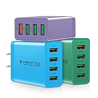 3-Pack USB Wall Charger Block 4Port Fast 3.0 Charging Block Plug with Type C Charger USB Charger Block Compatible for iPhone14/13/Pro Max,Pad Samsung S22 S21 S9,Google Pixel 7 Tablet Mix