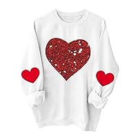 Women's Long Sleeve Undershirt Casual Fashion Valentine's Day Printing O-Neck Pullover Top Blouse Shirt, S-3XL