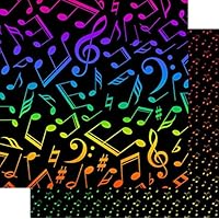 Music Notes Neon (38778) 12 inch x 12 inch Double-Sided Scrapbook Paper - 1 Sheet