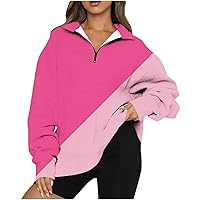 Womens Oversized Half Zip Lapel Graphic Print Pullover Fashion Sweatshirt Long Sleeve Loose Teen Girls Fall Clothes