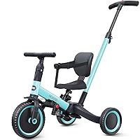 Tricycles for 1-3 Year Olds, Toddler Bike, for Boys and Girls, Toddler Tricycle with Parent Push Handle, Trike with Backrest & Safety Belt, Blue, TR007