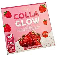 Colla Glow 50,000mg Hydrolyzed Marine Collagen Strawberry Flavor Powder Mix, 10 Sachets 21g Each