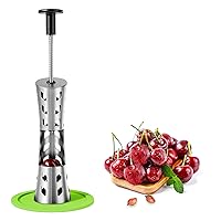 Cherry Pitter, Premium Cherry Pitter Remover Tool, 304 Stainless Steel 12 mm Cherry Seed Remover, Durable Cherry Stoner Fruit Pit Corer Deseeder Kitchen Tool, Press Type -Green