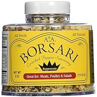 Borsari Cracked Pepper Seasoning Blend - Fresh Cracked Black Pepper Seasoned Salt Blend with Garlic & Red Pepper Flakes - Gourmet Pepper Blend for Meat and Poultry (Cracked Pepper 3oz, Pack of 1)