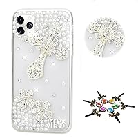 STENES Bling Case Compatible with iPhone 11 Pro Max - Stylish - 3D Handmade [Sparkle Series] Bling Cross Flowers Design Cover Compatible with iPhone 11 Pro Max 6.5 Inch 2019 - Silver