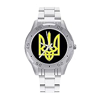 Ukraine Coat Arms Stainless Steel Band Business Watch Dress Wrist Unique Luxury Work Casual Waterproof Watches