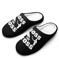 Boss of The Toss Cornhole Men's Home Slippers Warm House Shoes Anti-Skid Rubber Sole for Home Spa Travel