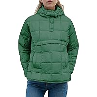 Flygo Womens Oversized Puffer Jacket Packable Pullover Quilted Jackets Hoodies Warm Padded Down Coat(AquaGreen-M)