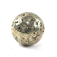 Jet Pyrite Stone Ball from Peru - Fools Gold Energy/Protective Stone/Crystal for Abundance Increased Willpower and Manifestation (Ball)