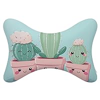 2 Pack Car Neck Pillow,Soft Peach Cactus Printed Car Headrest,Neck Support Car Pillow for Cervical Pain Relief,Home Office Headrest