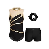 Kids Girl Gymnastics Outfits Sleeveless Leotards with Shorts Set Ballet Dance Unitard Dancewear