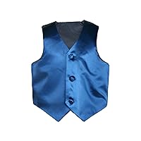 Baby Toddler Kids Little Boys Formal 23 Color Satin Vest S-7 (7, Green Teal)