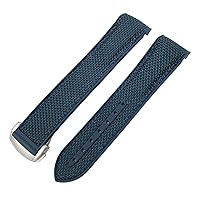 19mm 20mm Nylon Rubber Watchband 21mm 22mm for Omega Seamaster 300 AT150 Speedmaster 8900 PlanetOcean Seiko Leather Strap (Color : Blue Nylon Bule, Size : 20mm)