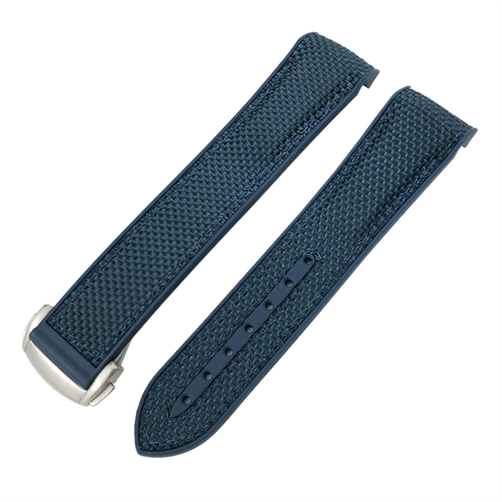 JWTPRO 19mm 20mm Nylon Rubber Watchband 21mm 22mm for Omega Seamaster 300 AT150 Speedmaster 8900 PlanetOcean Seiko Leather Strap (Color : Blue Nylon Bule, Size : 22mm)