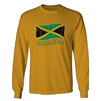 Jamaica Tee Jamaican National Country Flag Tee Carribean Long Sleeve Men's