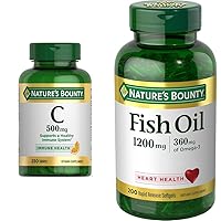 Vitamin C, Supports a Healthy Immune System, Vitamin Supplement, 500mg, 250 Tablets & Fish Oil, Supports Heart Health, 1200 Mg, 360 Mg Omega-3, Rapid Release Softgels, 200 Ct