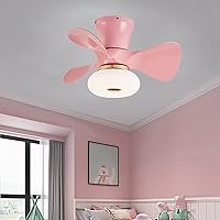 Kids Small Ceiling Fans with Lights Fan Ceiling Light with Remote Control Reversible Silent 6 Speeds Fan Ceiling Light Bedrooms Dimmable Led Ceiling Fans with Lights and Timer/Pink