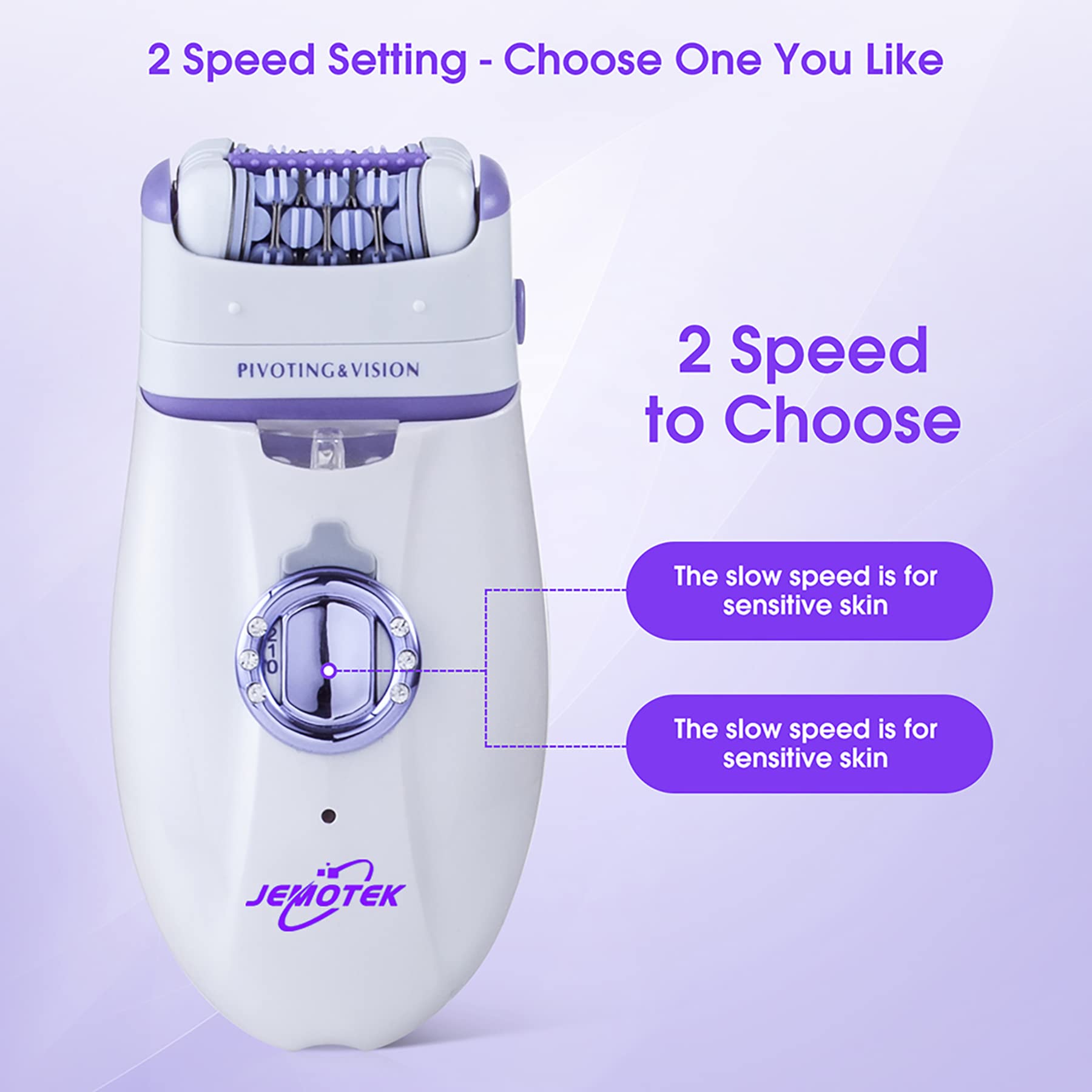 Epilator for Women, 2 in 1 Hair Removal Epilator with Epilator Head & Shaver Head, Electric Cordless Hair Shaver Portable Painless Epilator Hair Removal for Face Bikini Trimmer Ladies & Men