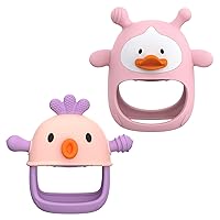 Spanky Duck Baby Teether with Toothie Bird Baby Teether(Pink+Pink Purple)