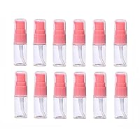 12Pcs 10ml 0.34oz Portable Empty Refillable Clear Plastic Lotion Pump Bottle with Pink Press Pump Head Cosmetic Make-up Face Cream Lotion Emulsion Sample Packing Container Vial Jars