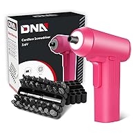 DNA Motoring TOOLS-00195 3.6V LED Light Cordless Electric Screwdriver with Driver Bits, Measure Tape, USB Cable, Extension Wire, Carry Case,Pink