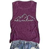 Women Mountain Adventure Workout Tanks Hiking Camping Graphic Athletic Sleeveless Funny Tee Tops