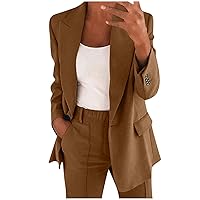 Women's 2024 Dressy 2 Piece Outfits Blazer Jackets and Pencil Pant Double Breasted Formal Casual Suit Sets