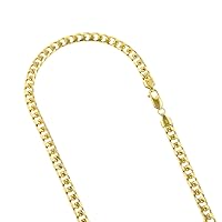 14k White or Yellow Gold Miami Cuban Link Solid Chain Necklace with Lobster Claw Clasp 5mm Wide