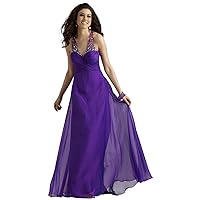 Purple Halter Neck A-Line Prom and Party Dress 2384