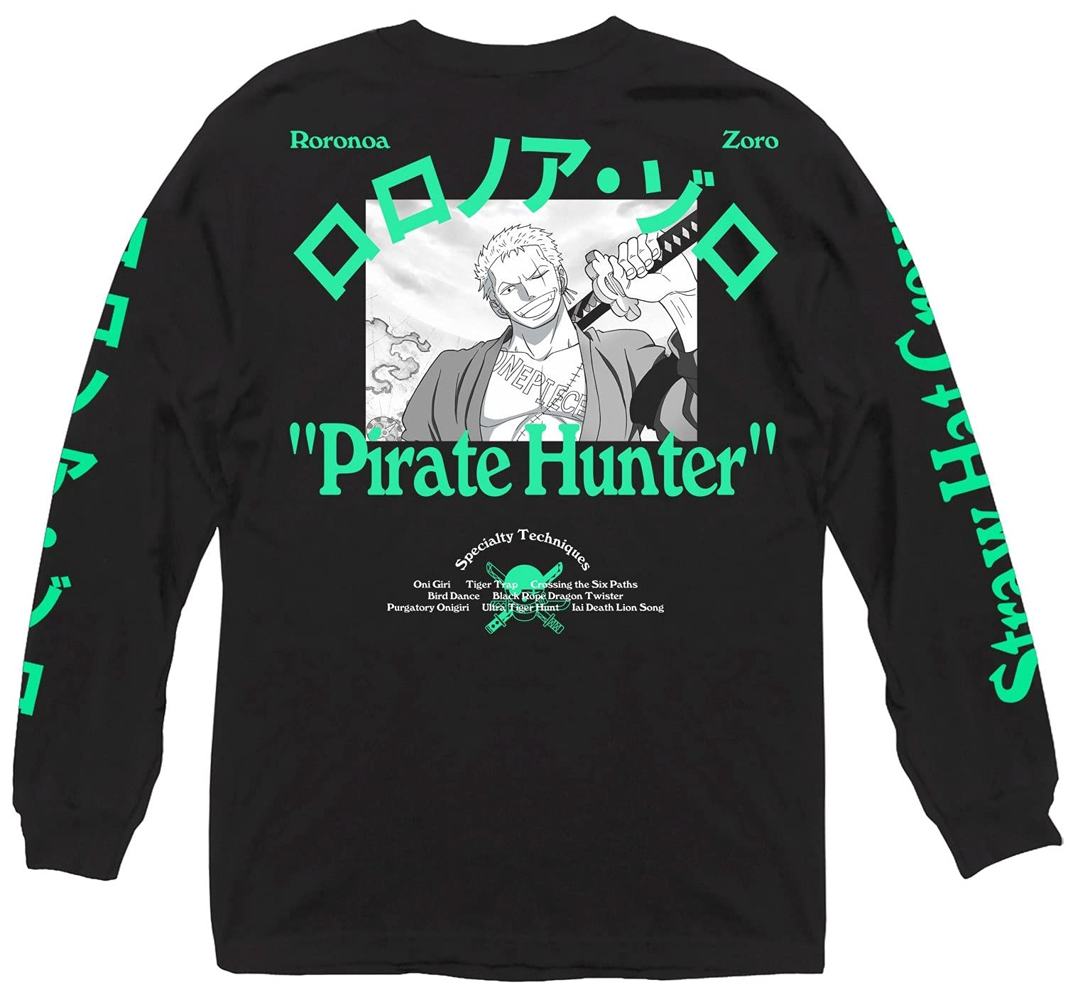 One Piece Roronoa Zoro Pirate Hunter Anime Adult Long Sleeve Graphic T-Shirt