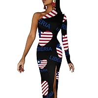 Love Liberia Half Sleeve Maxi Dress for Women Split Long Evening Dresses