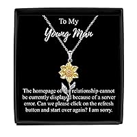 I'm Sorry Young Man Necklace Funny Reconciliation Gift For Geek Homepage Of Relationship Start Over Pendant Sterling Silver Chain With Box