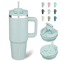 BJPKPK 30 oz Tumbler With Handle Insulated Tumblers With Lid And Straw Stainless Steel Thermal Cup,Blue Haze